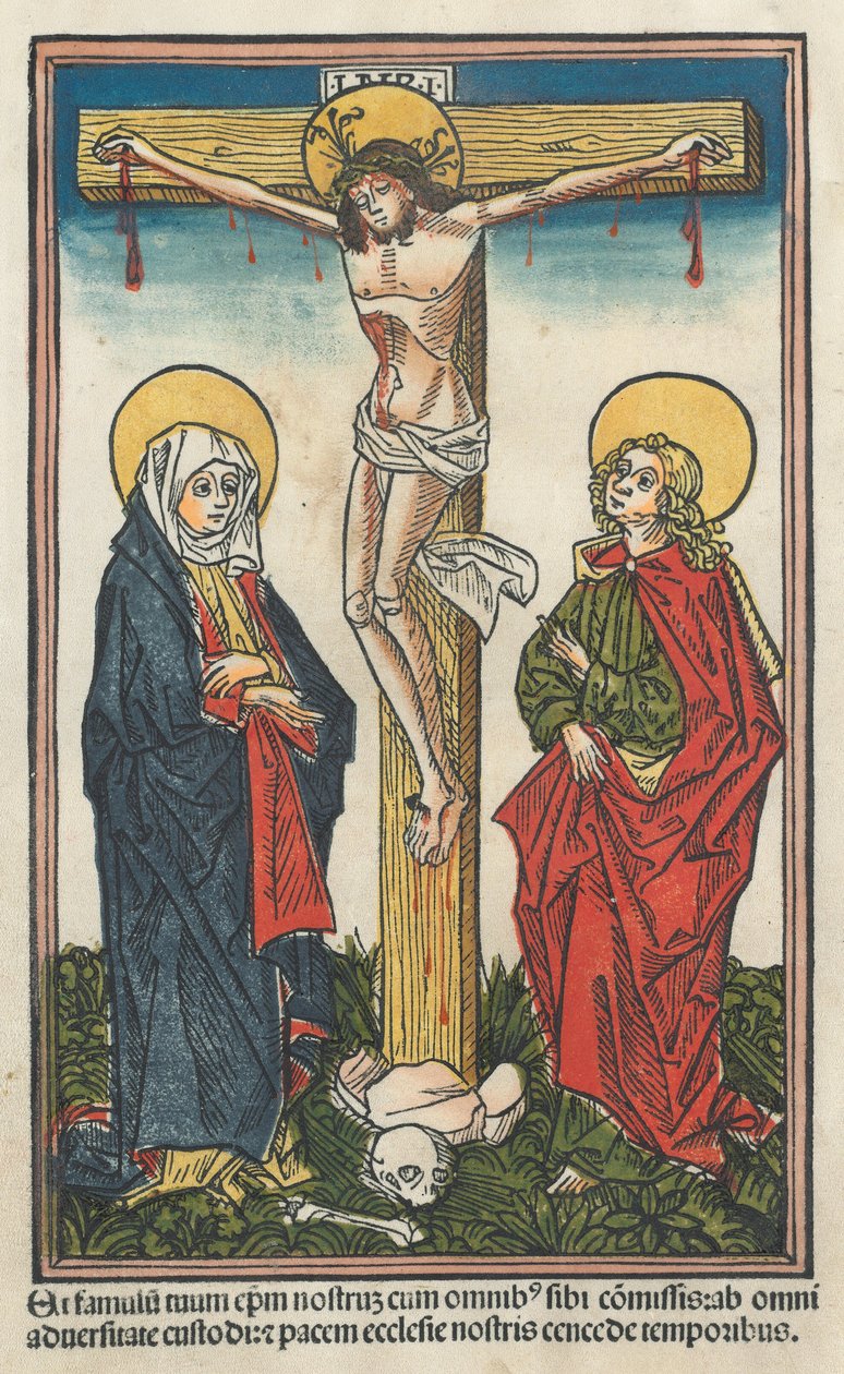 Kristus på korset med jomfruen og den hellige Johannes, 1491. av Unbekannt