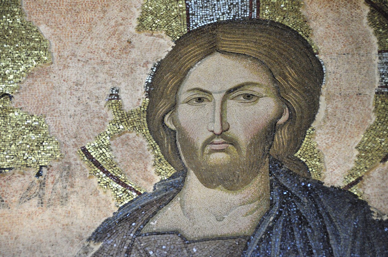 Kristus pantokrator (i herlighet) freskomaleri av Saint Saviour fra 1000-tallet i Chora kirke (Kariye Camii), Istanbul, Tyrkia av Unbekannt