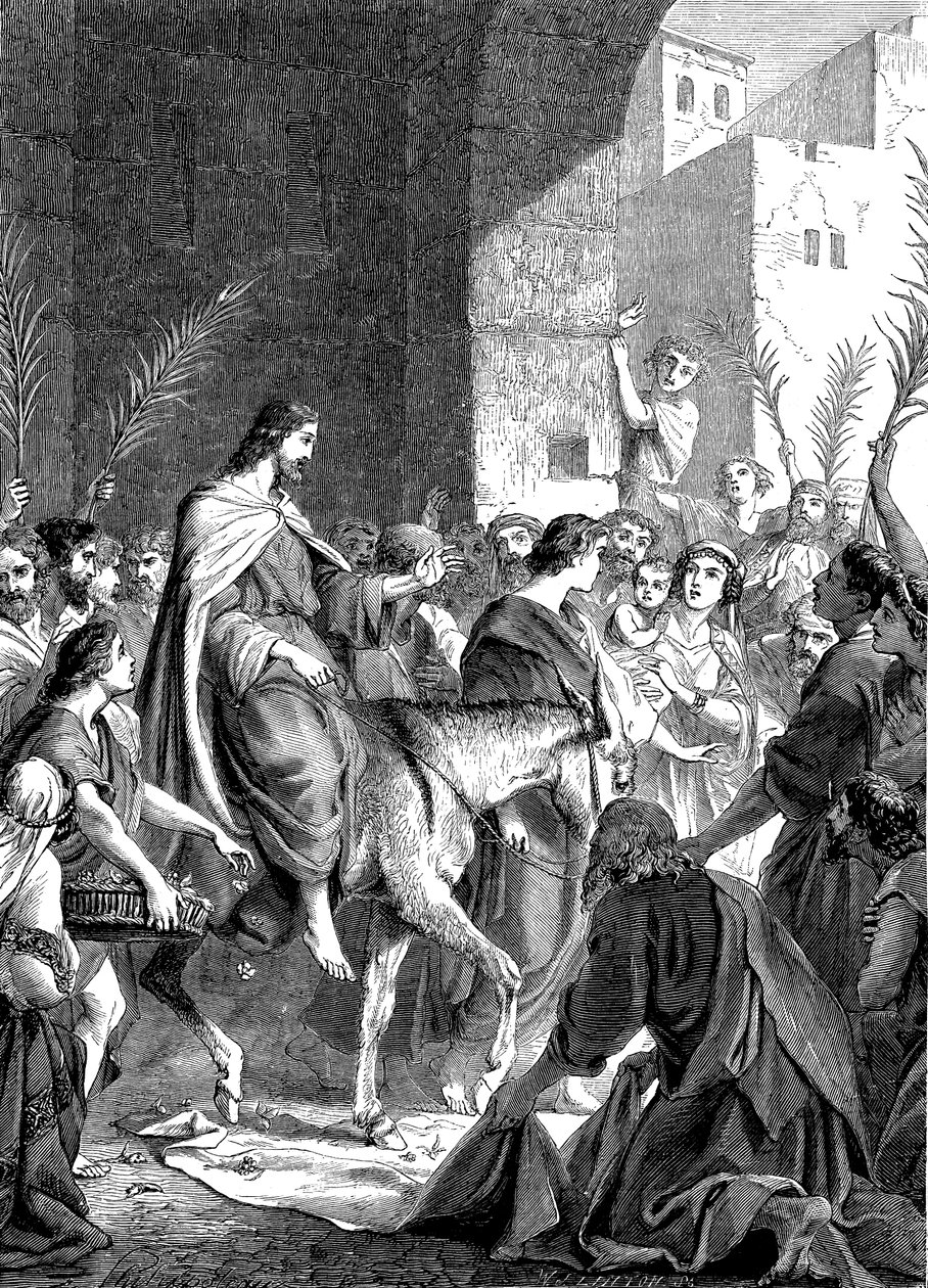 Kristus rir inn i Jerusalem på et esel, ca 1860 av Unbekannt