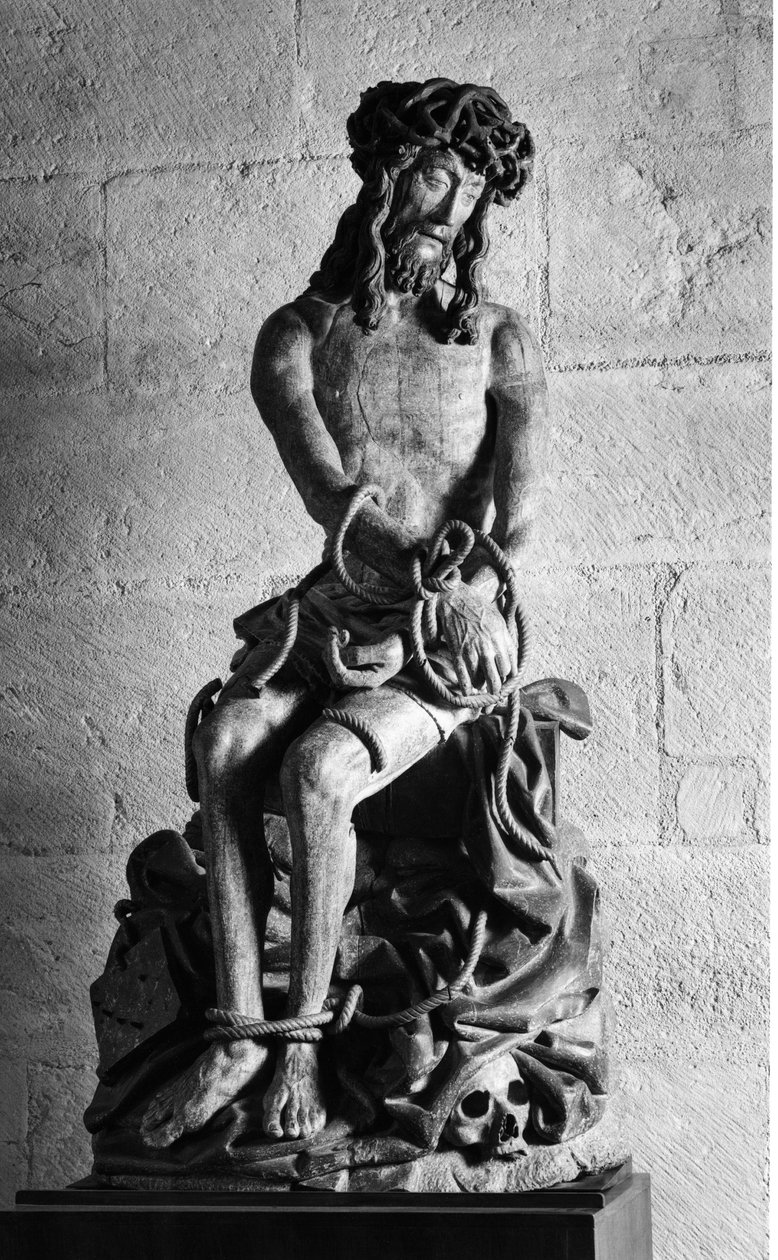 Kristus med slips Skulptur. Hospices Civiles de Beaune grunnlagt i 1443 av kansler Nicolas Rolin, Beaune (Cote d'Or). av Unbekannt