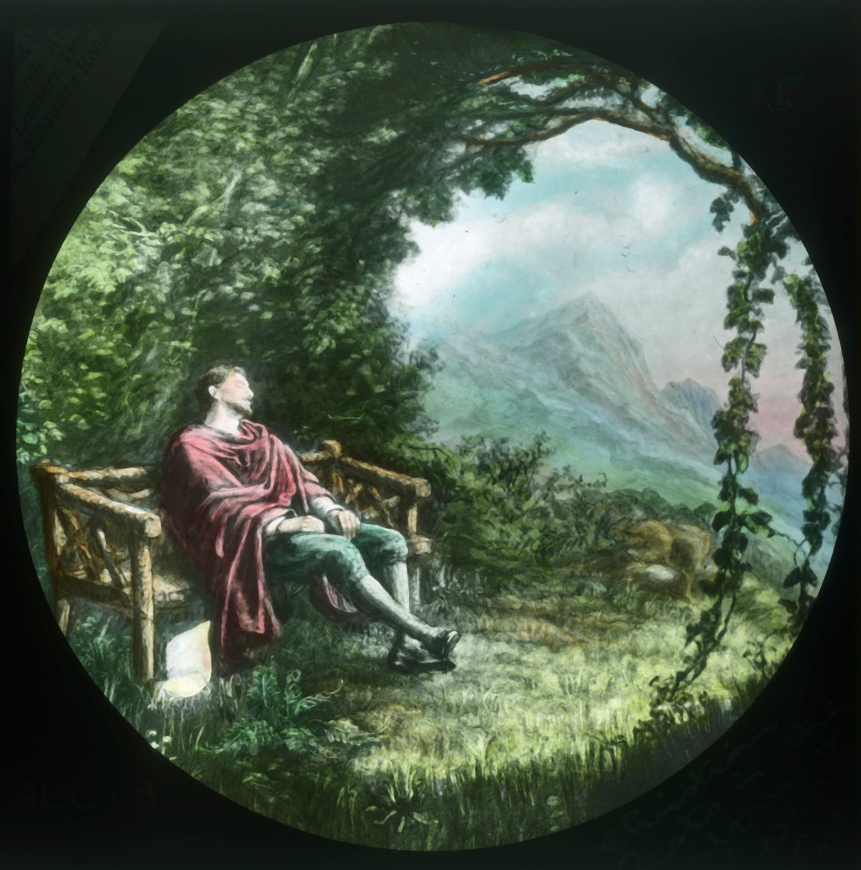 Christian hviler i arbor og mister rullen sin, c1910. av Unbekannt