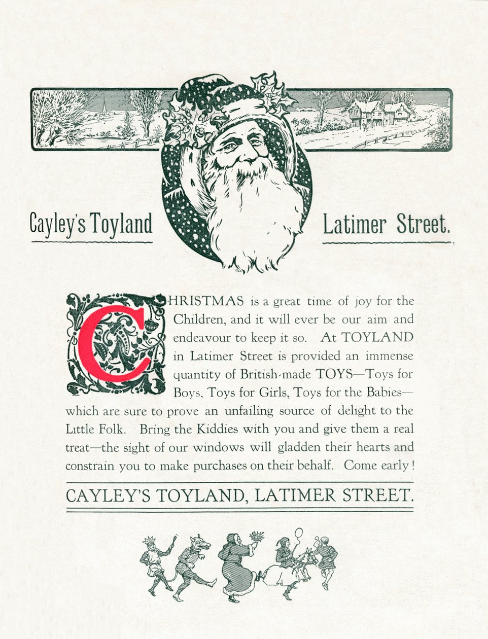 Juleannonse for Cayleys Toyland, 1917 av Unbekannt