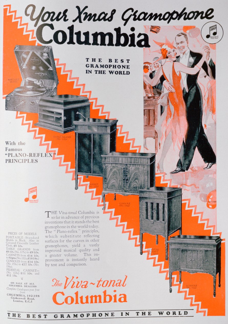Juleannonse for Columbia Gramophones, 1929 av Unbekannt