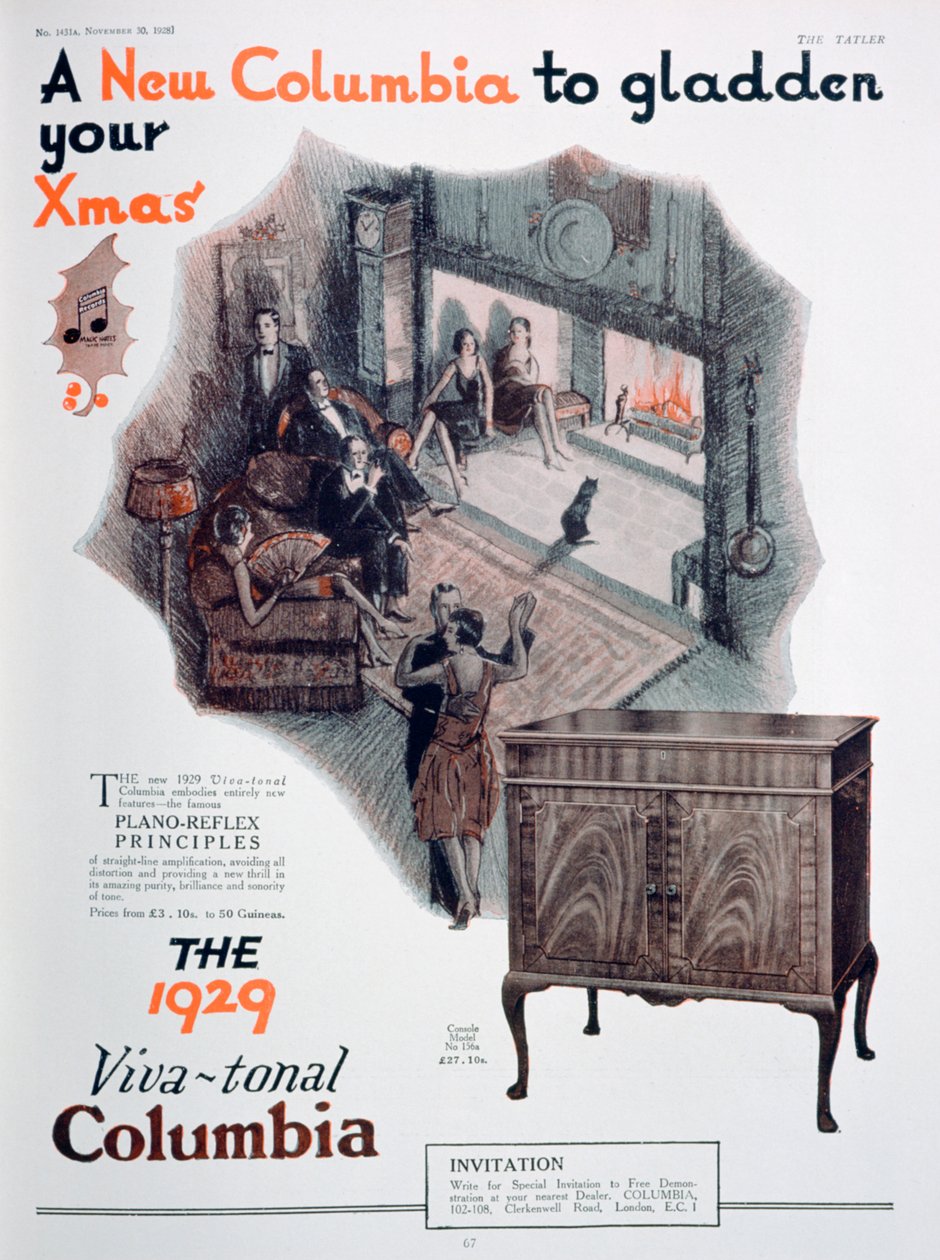 Juleannonse for Columbia-grammofoner, 1928 av Unbekannt