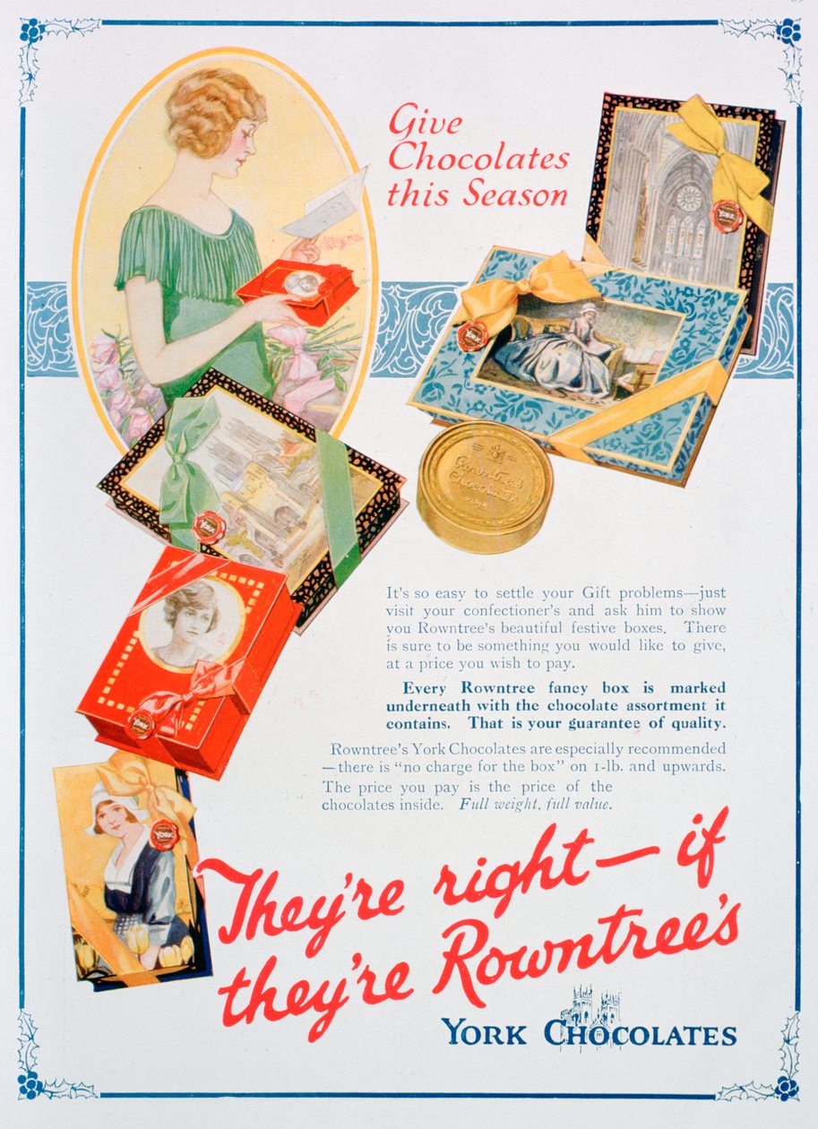 Juleannonse for Rowntrees York Chocolates, 1924 av Unbekannt