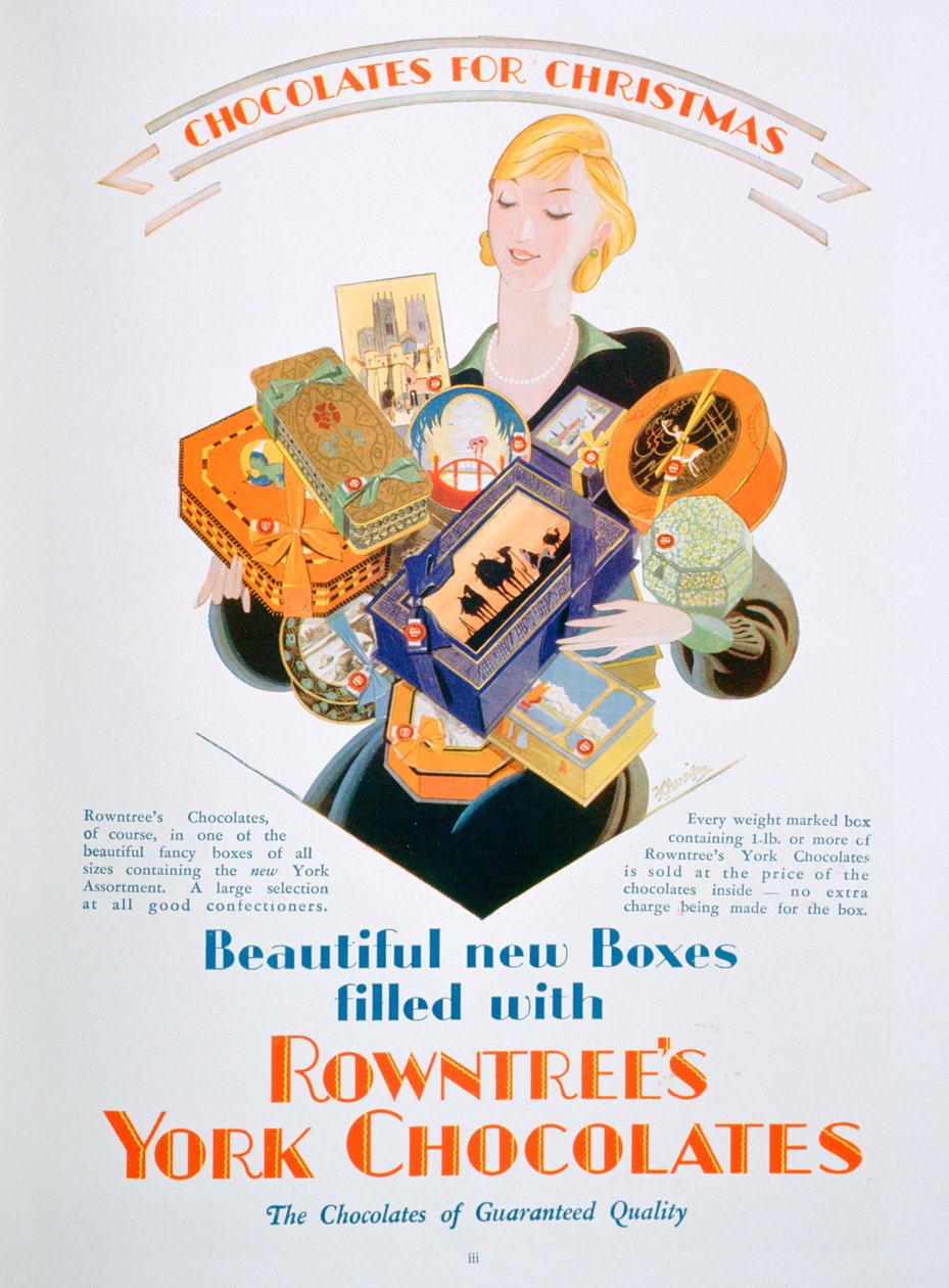 Juleannonse for Rowntrees York Chocolates, 1928 av Unbekannt