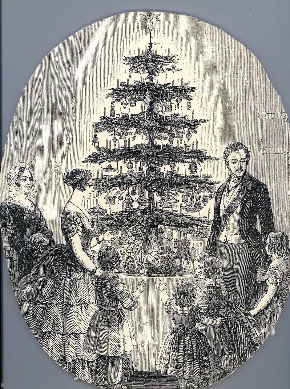 Jul med dronning Victoria, prins Albert, deres barn og dronning Victorias mor, i 1848 f av Unbekannt