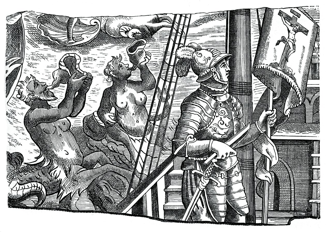 Christopher Columbus om bord på skipet sitt, under sin første reise vestover, 1500-tallet, 1870 av Unbekannt