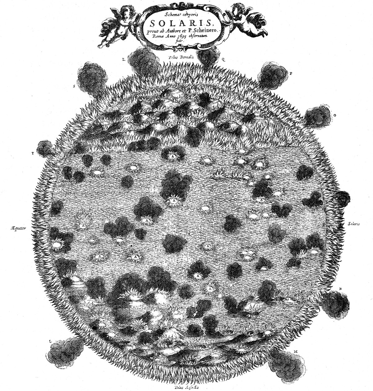 Christopher Scheiners illustrasjon av ideen hans om overflaten til solen, 1635 av Unbekannt