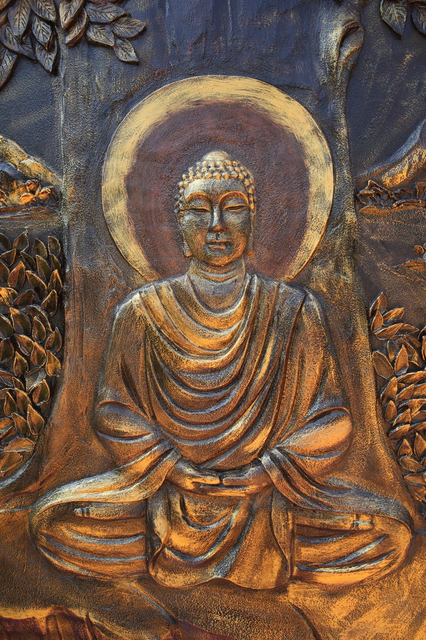 Chua Thien Lam Go buddhistpagode. Shakyamuni Buddha sitter i meditasjonsstilling. Thay Ninh. Vietnam av Unbekannt