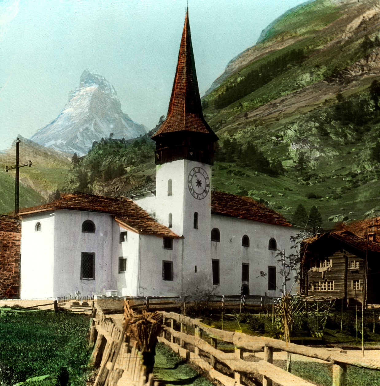 Church and Matterhorn, Zermatt, Sveits av Unbekannt