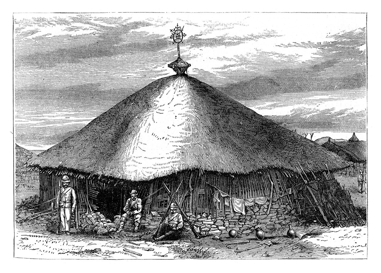 Kirken i Magdala, med Theodores grav, Etiopia, ca 1868 sent på 1800-tallet av Unbekannt