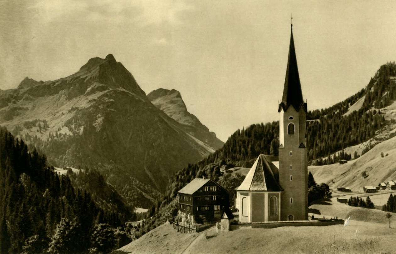 Kirken i Schrocken, Bregenzerwald, Østerrike, c1935. av Unbekannt