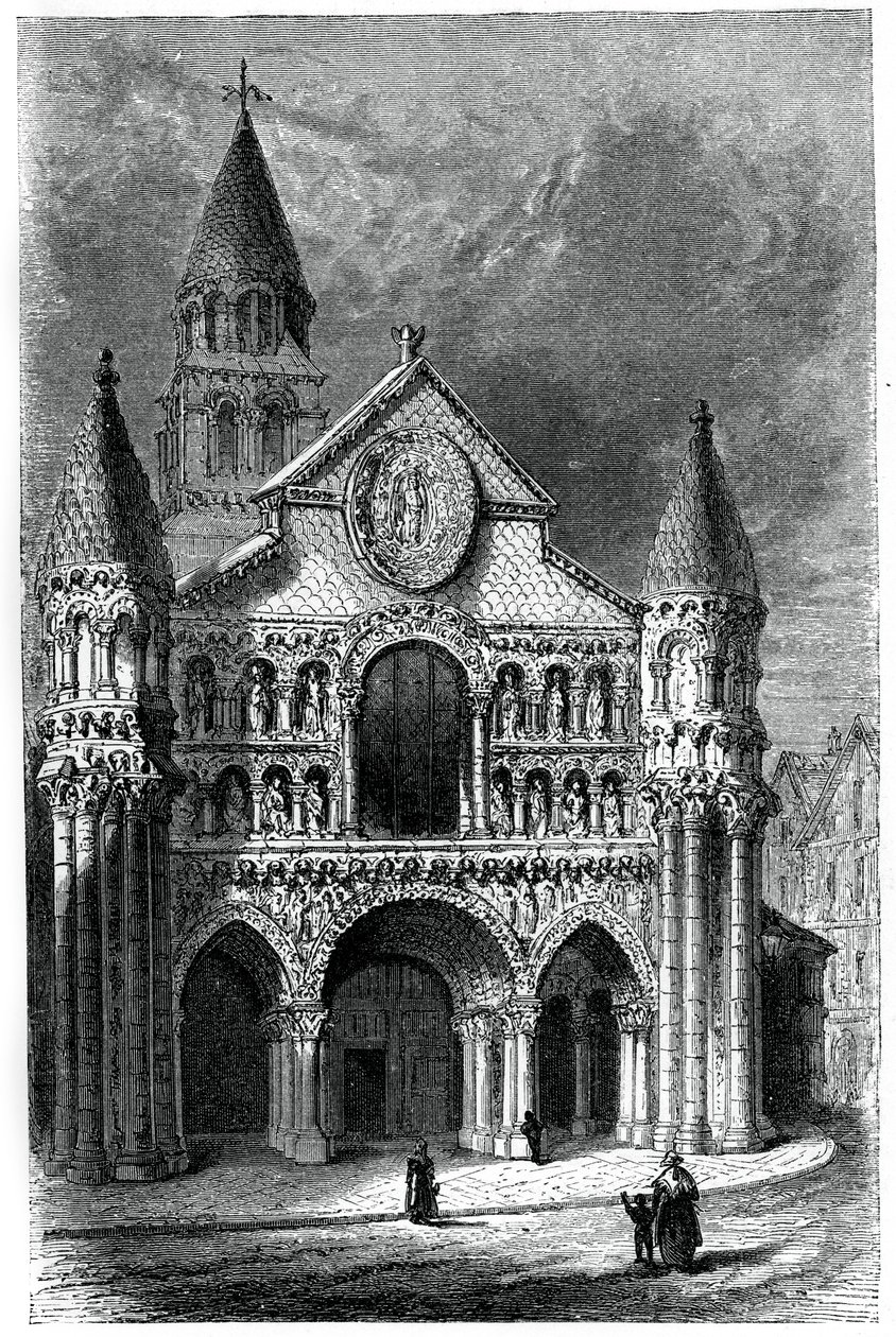 Notre Dame de la Grande-kirken, Poitiers, Frankrike, 1100-tallet, 1870 av Unbekannt