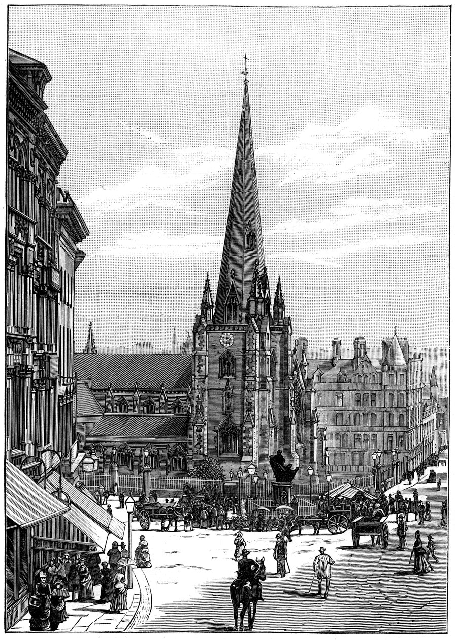 Church of St Martin i Bull Ring, Birmingham, West Midlands, 1887 av Unbekannt