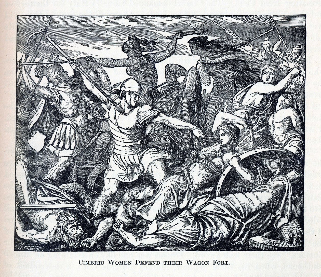 Cimbric Women forsvarer vognfortet sitt, 1882 av Unbekannt