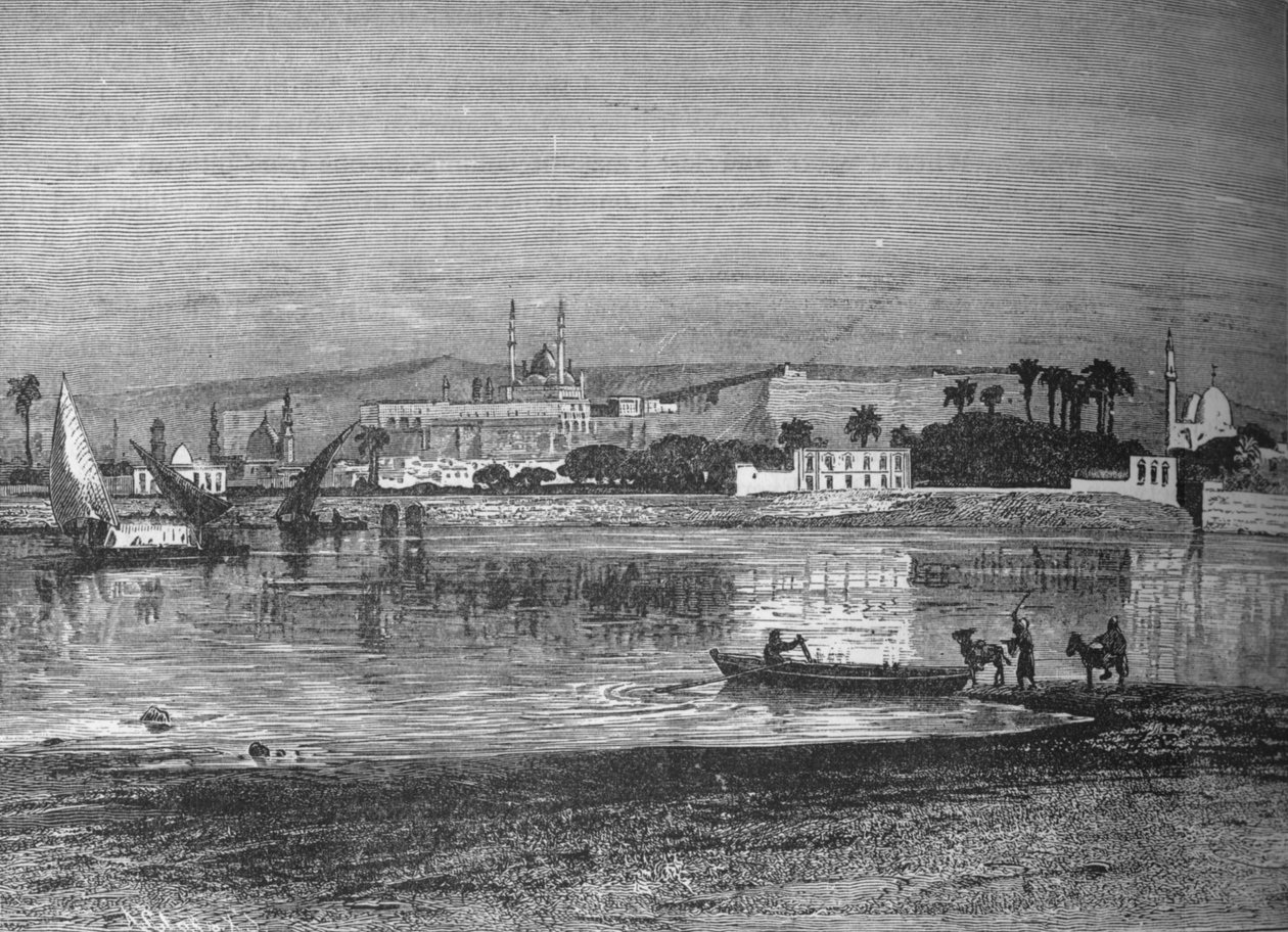 Citadel i Kairo, fra Nilen, c1882 av Unbekannt