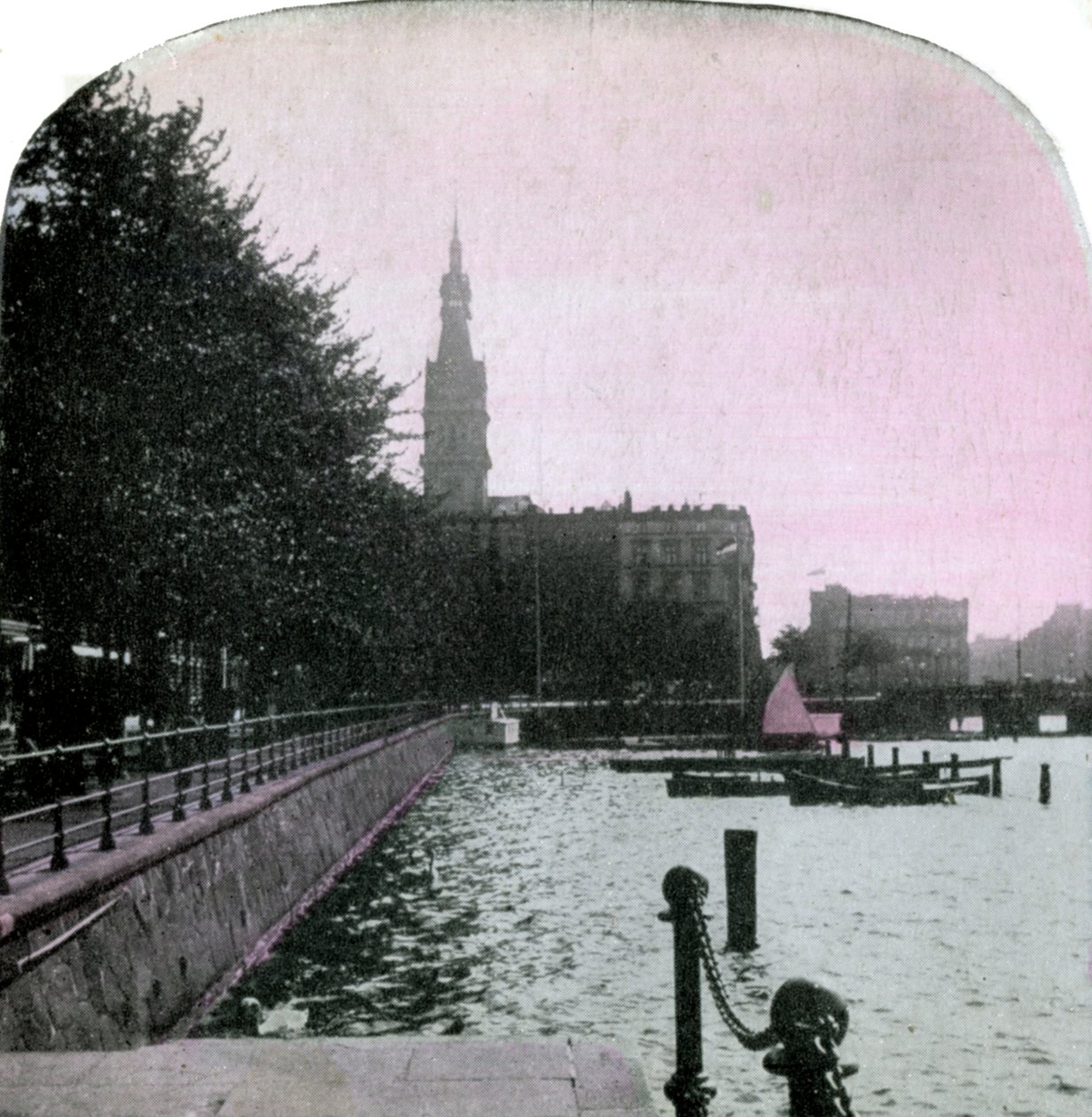Rådhuset og Alster, Hamburg, Tyskland, slutten av 1800-tallet av Unbekannt