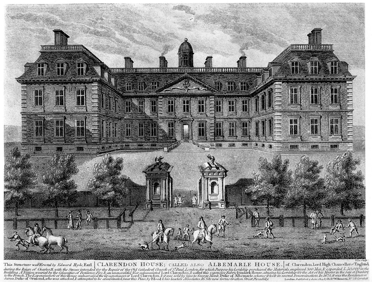Clarendon House, Piccadilly, 1600-tallet, 1908 av Unbekannt