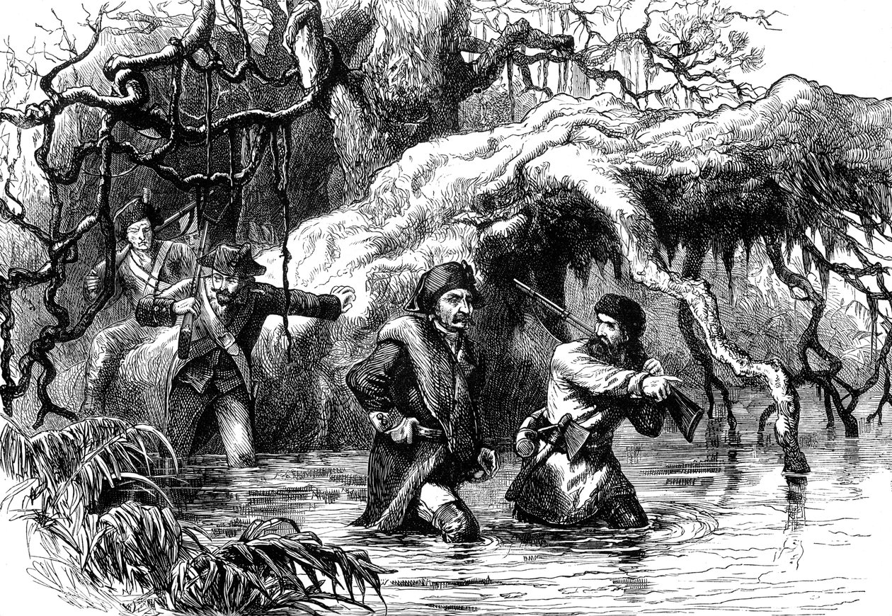Clark og soldatene hans krysset Wabash, c1778-1779 c1880 av Unbekannt