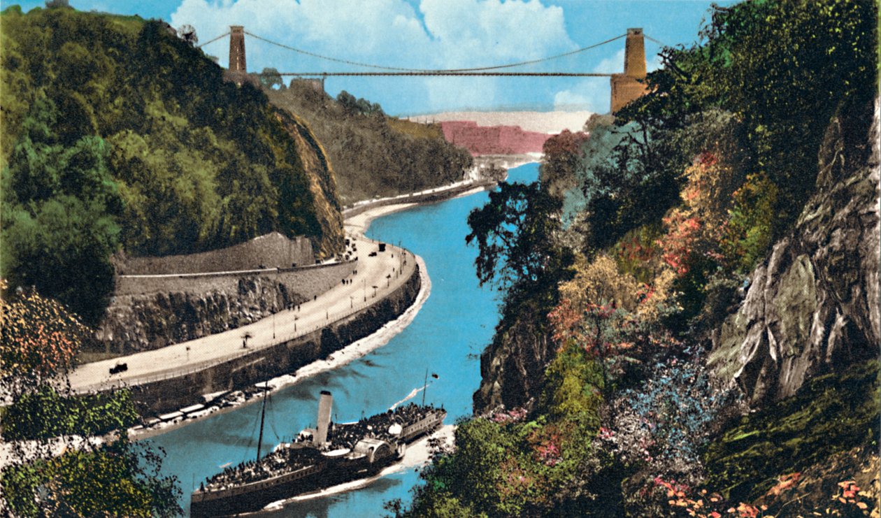 Clifton Suspension Bridge fra Leigh Woods, Bristol, c1940-tallet av Unbekannt