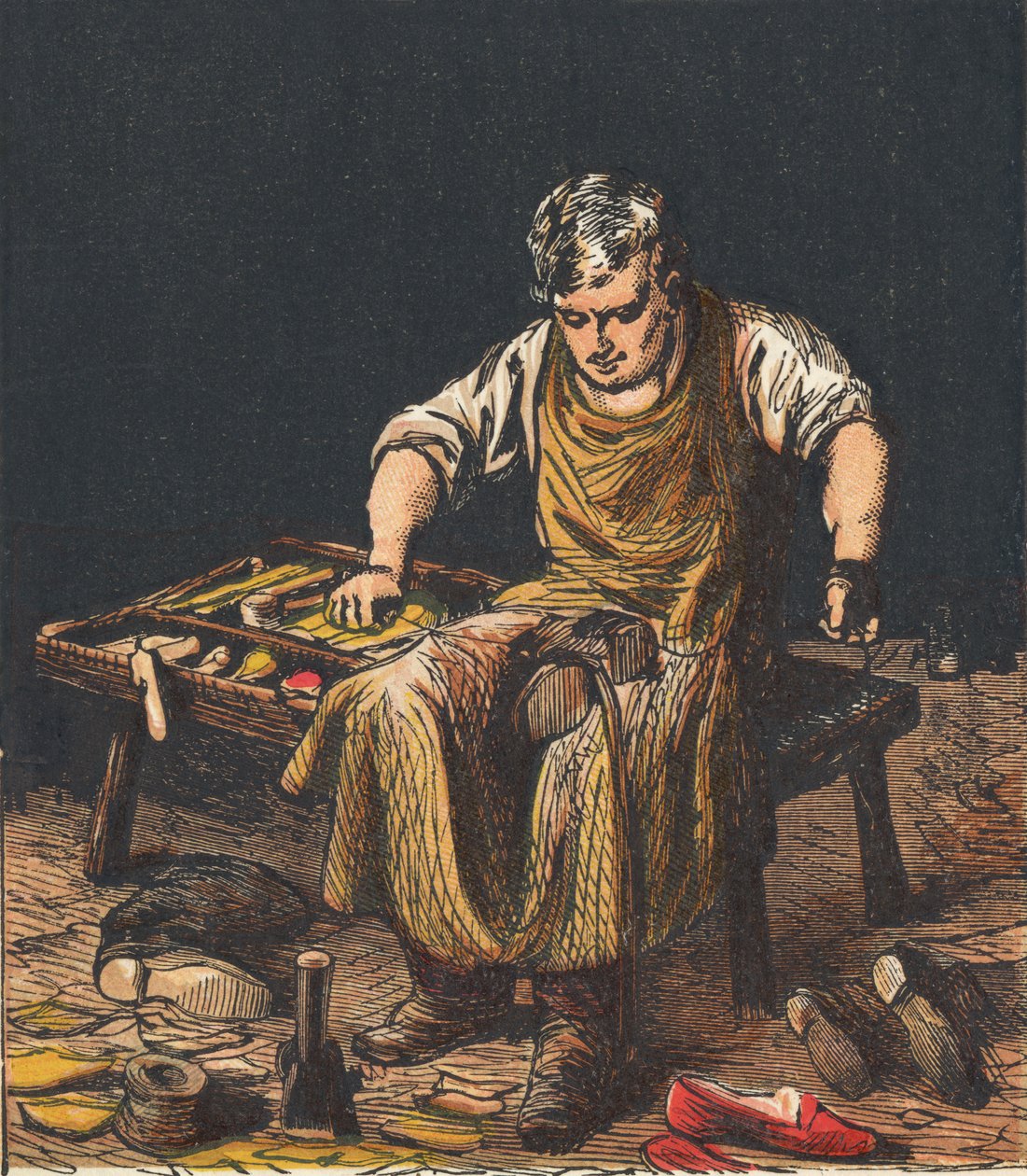 Skomaker reparere støvler, 1867. av Unbekannt