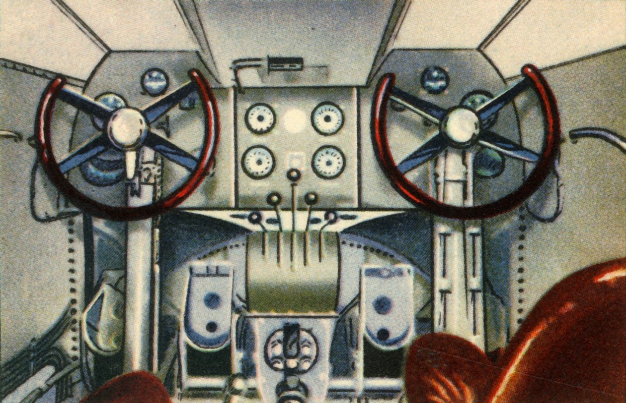 Cockpit om bord i Dornier-flybåten, 1920-tallet, 1932. av Unbekannt