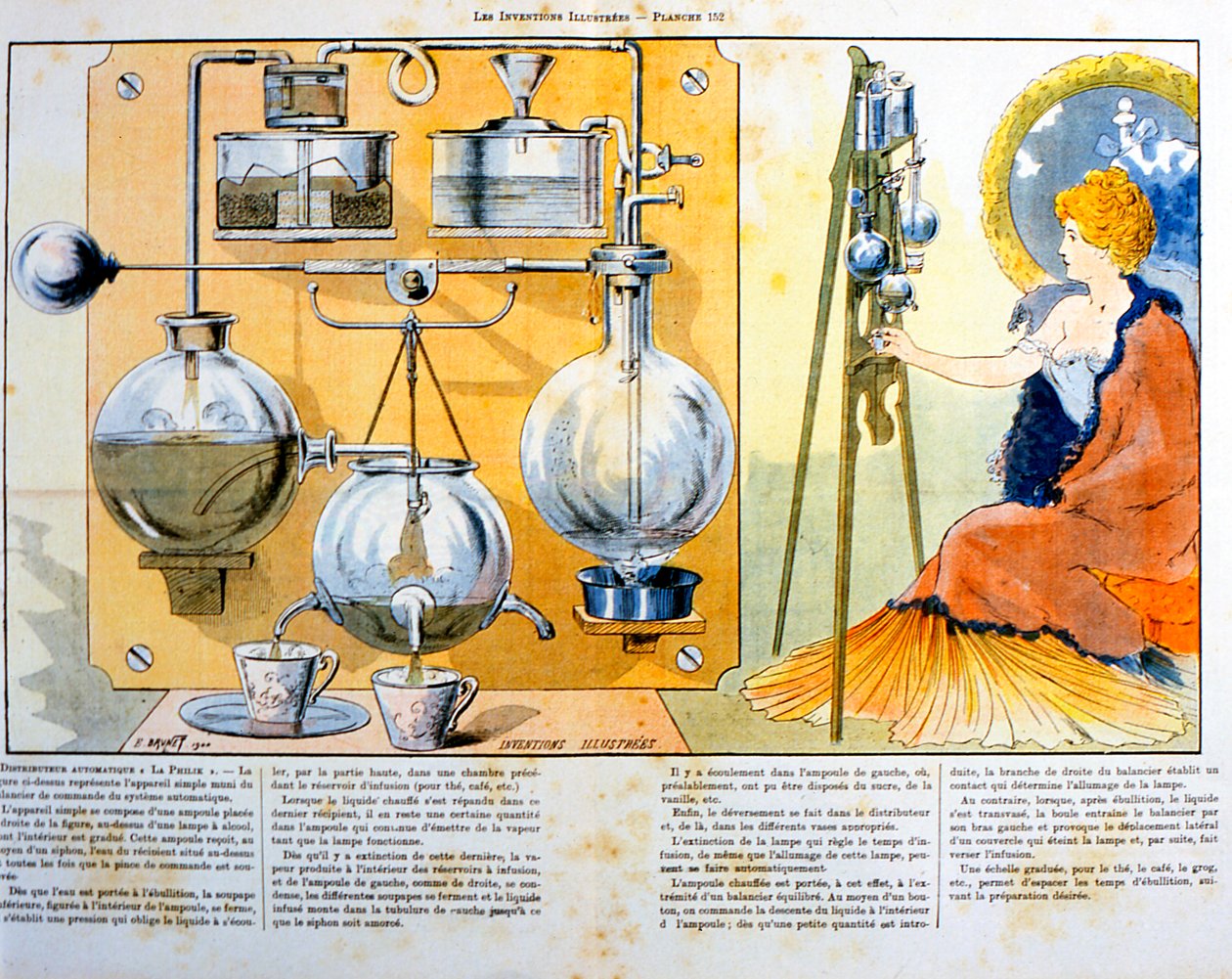 Kaffe- eller temaskin oppvarmet av en liten spritlampe, 1900 av Unbekannt