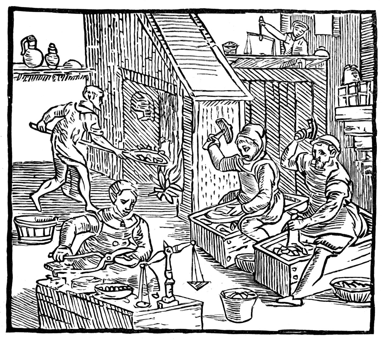 Myntere i arbeid, 1577, 1893 av Unbekannt