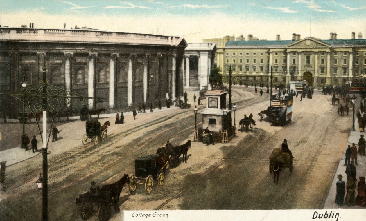 College Green - Dublin, slutten av 1800-begynnelsen av 1900-tallet. av Unbekannt
