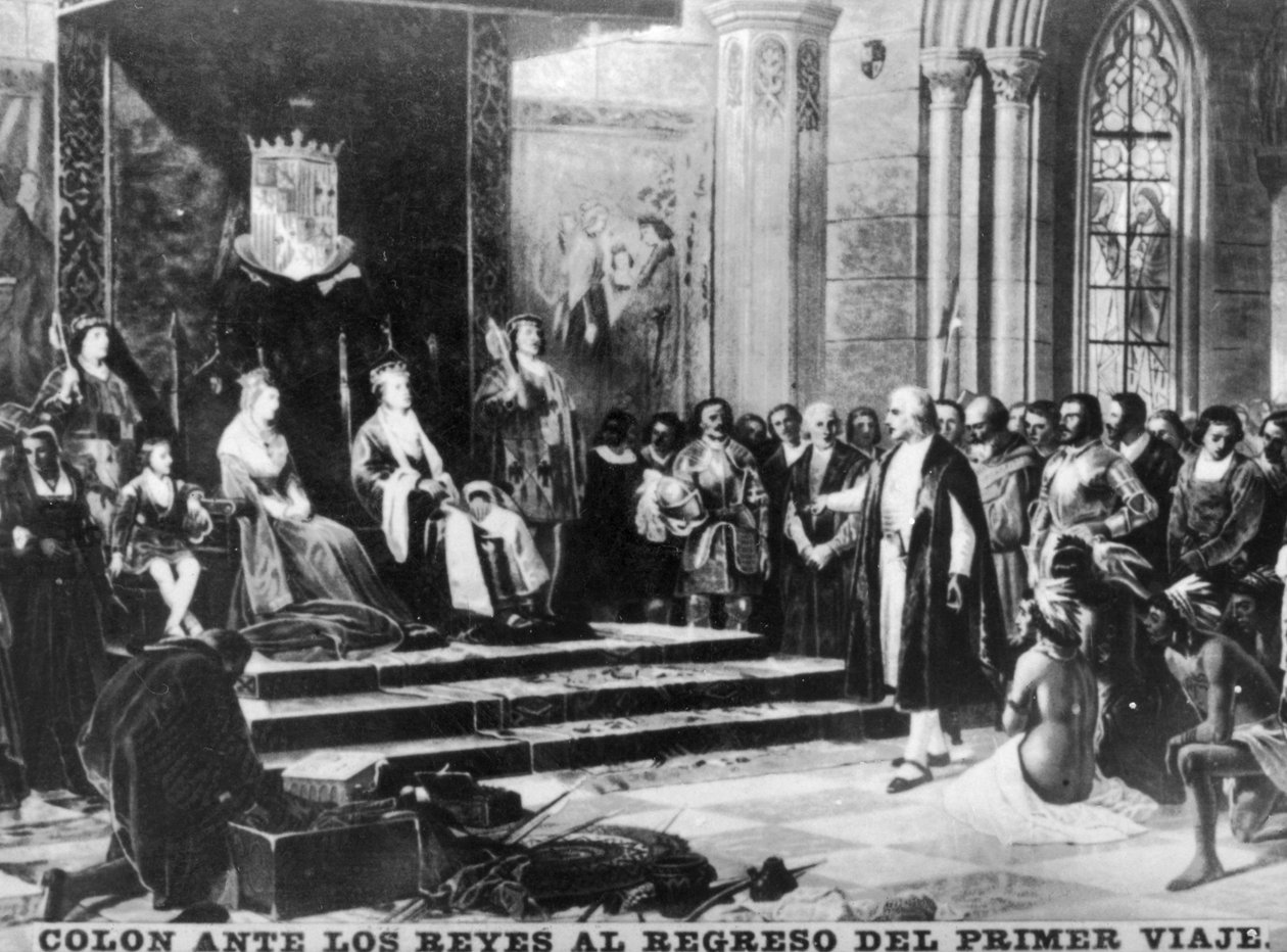 Columbus kommer tilbake fra sin første tur, 1400-tallet, 1920-tallet av Unbekannt