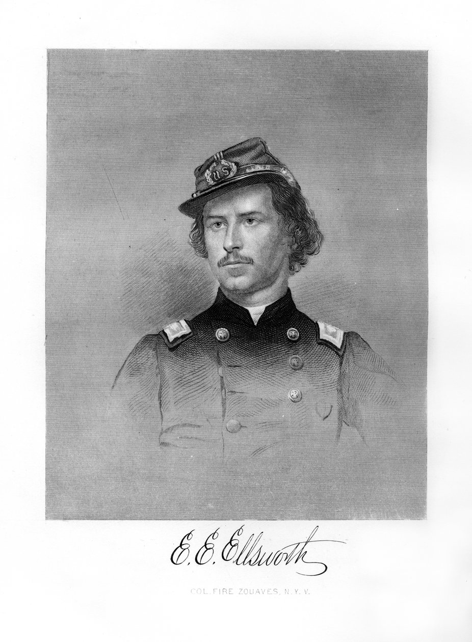 Oberst Ephraim Elmer Ellsworth , amerikansk soldat, 1872 av Unbekannt