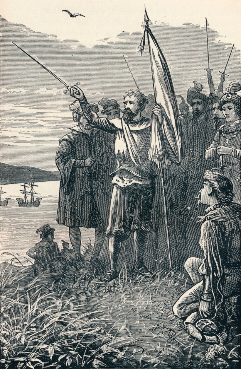 Columbus tar San Salvador i besittelse for Spania, 1904 av Unbekannt