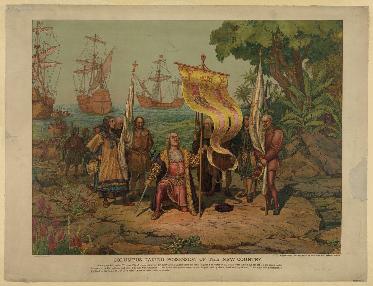 Columbus tok det nye landet i besittelse, 1893 av Unbekannt