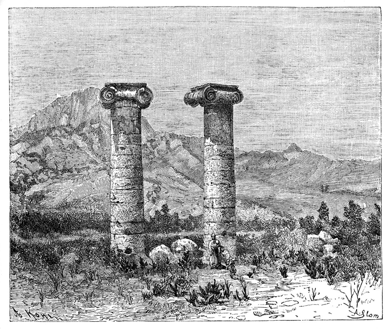 Søyler av Cybele-tempelet, Sardes Sardes, Tyrkia, 1895 av Unbekannt