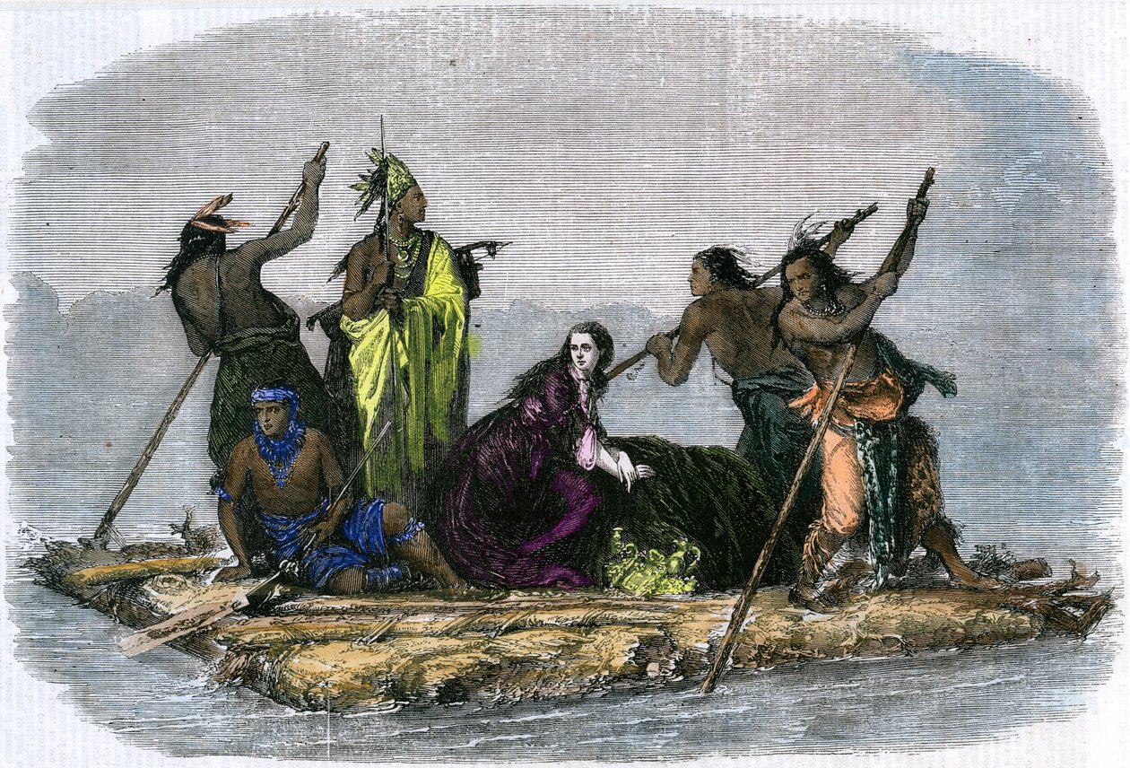 Comanches som bærer bort en fanget jente, c1860 av Unbekannt