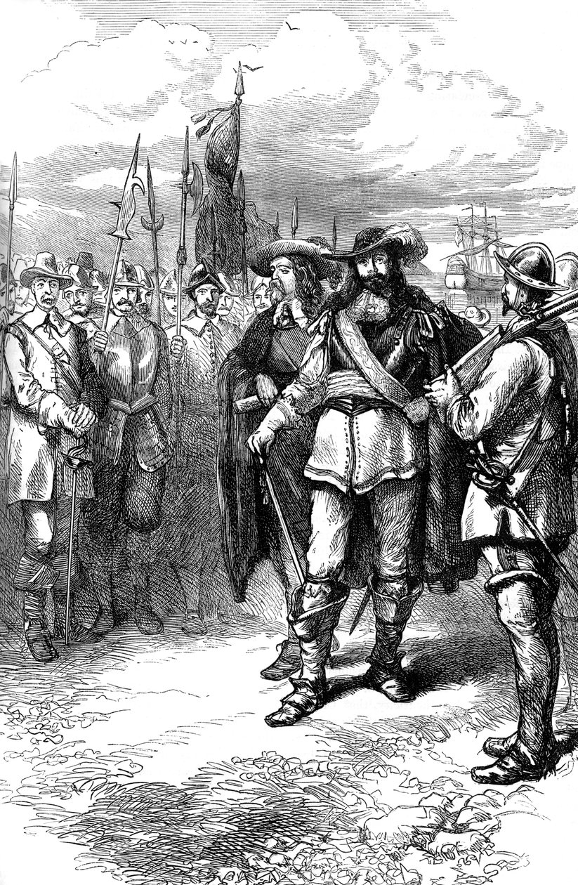Kommissærer lander i Boston, 1600-tallet c1880 av Unbekannt