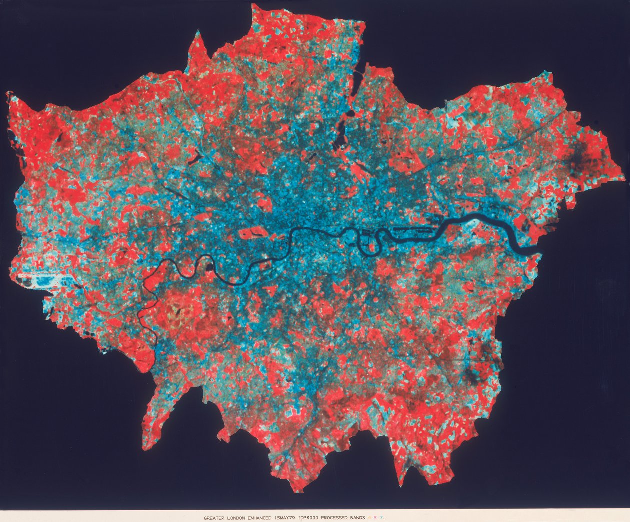 Sammensatt Landsat falskt fargebilde av Greater London, 1979 av Unbekannt