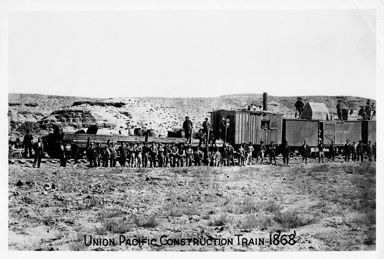 Byggetog på Union Pacific Railroad, USA, 1868 av Unbekannt