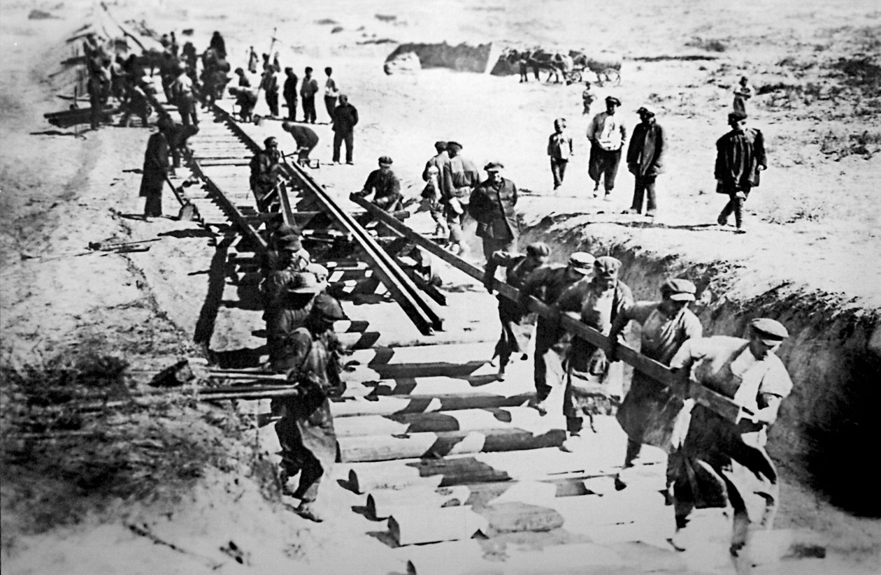 Byggearbeid på den transsibirske jernbanen, USSR, 1929 av Unbekannt