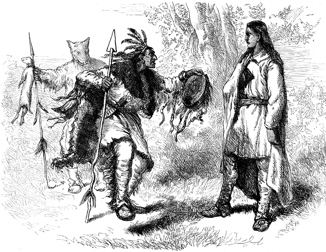 Konverterte indianere og powwows, c1600-tallet c1880 av Unbekannt