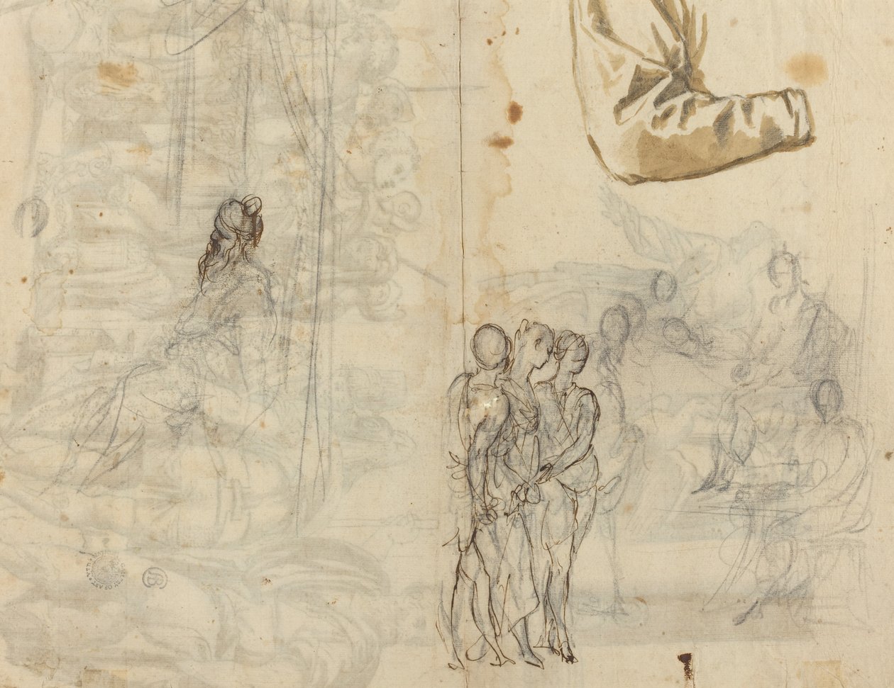Kopi etter et historisk maleri fra sirkelen til Paolo Veronese [recto], 1500-tallet. av Unbekannt