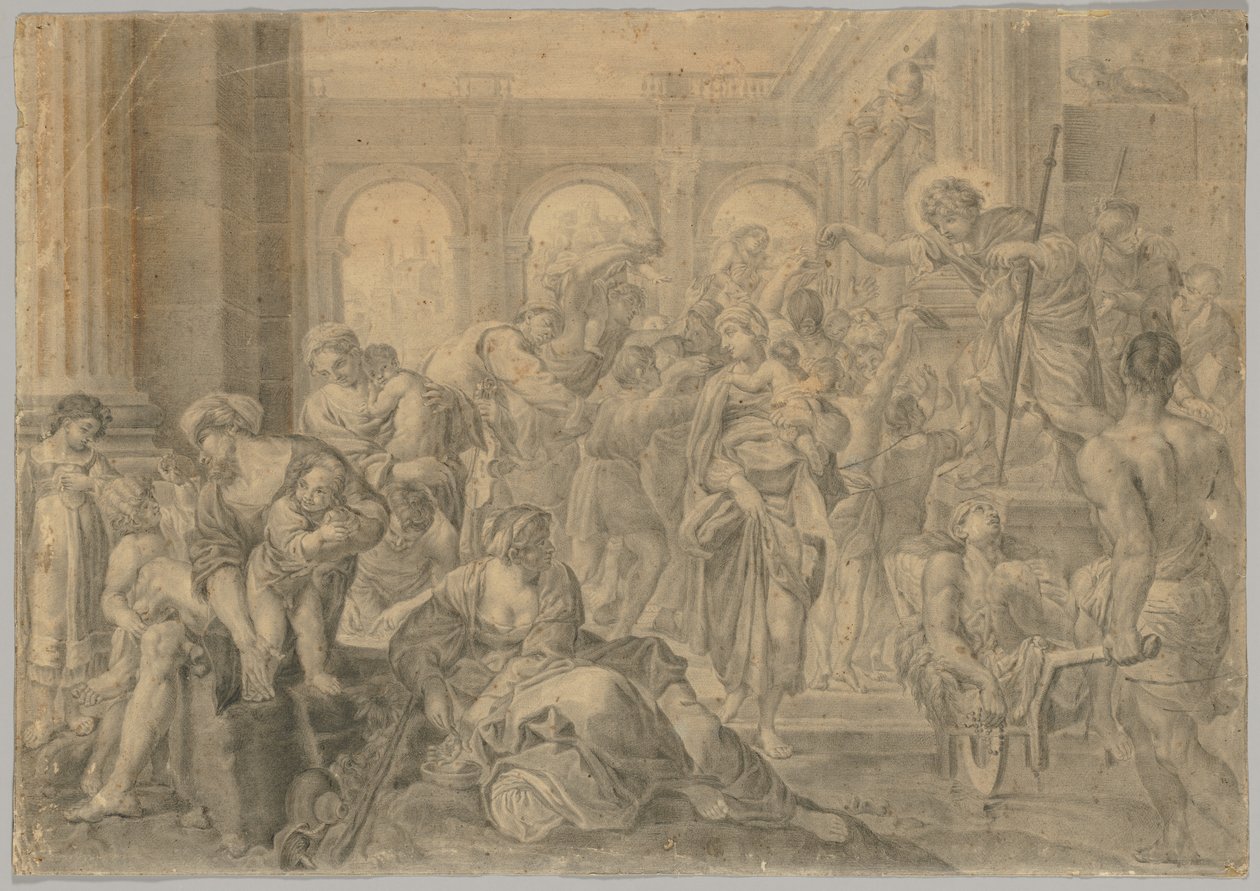 Kopi av Annibale Carraccis St. Roch Giving Alms, 1595 eller senere. av Unbekannt