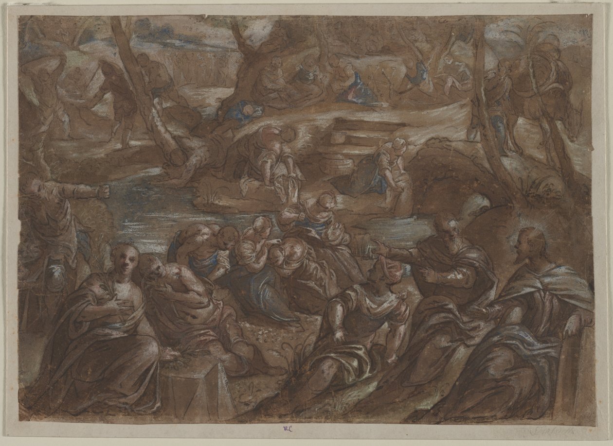 Kopi av Tintorettos Children of Israel Gathering Manna, etter 1594. av Unbekannt