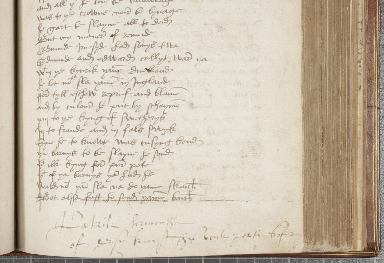 Kopi av Chronicle Andrew of Wyntoun, Fol 224 recto, detalj, ca. 1550 (blekk på papir) av Unbekannt