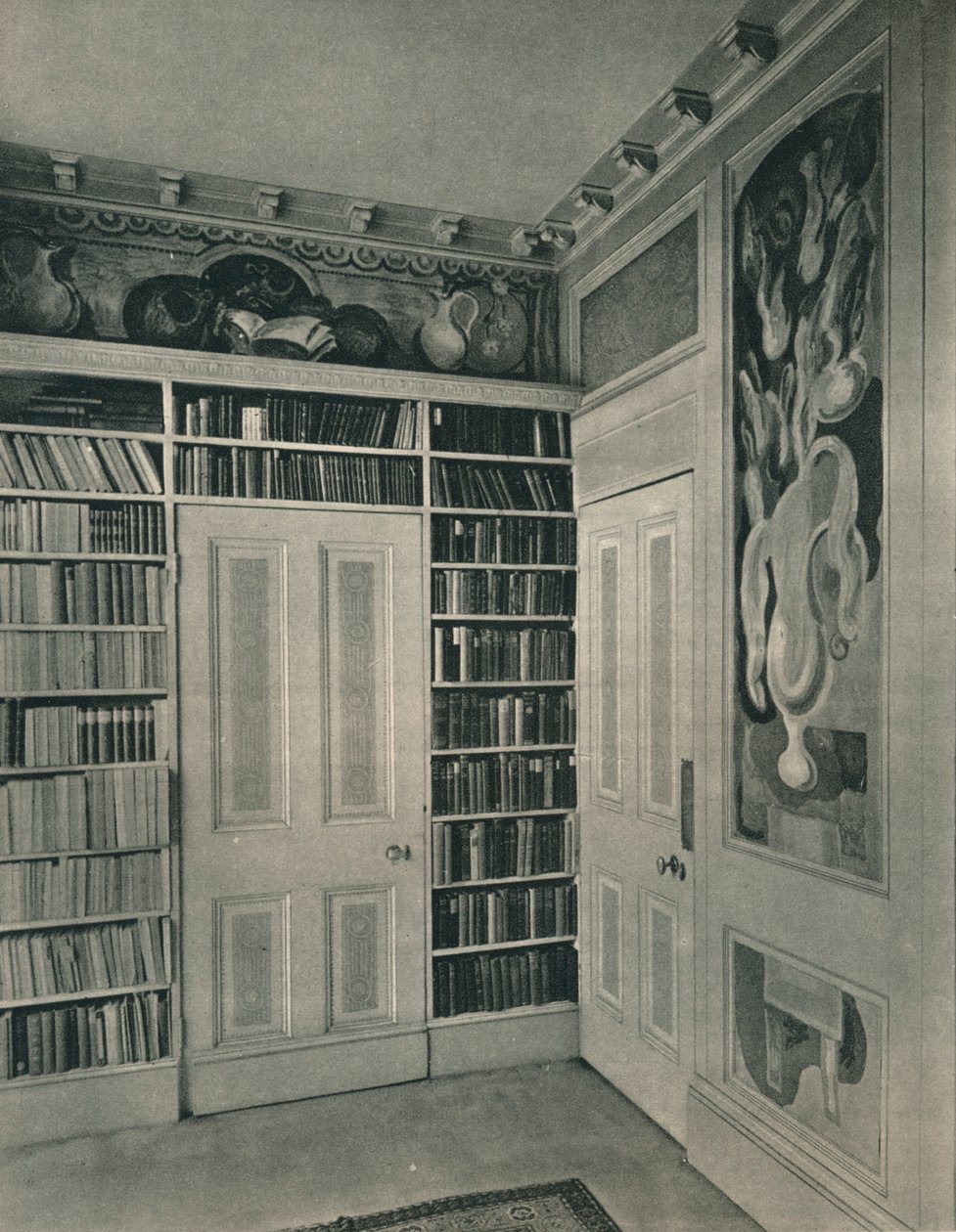 Hjørne av Mrs. St. John Hutchinsons Drawing Room, Regents Park. Paneler av Duncan Grant, 1928 av Unbekannt