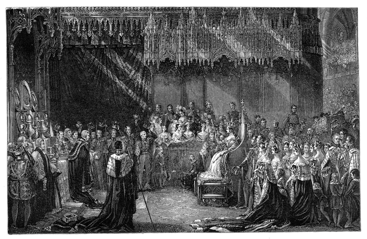 Kroningen av dronning Victoria i Westminster Abbey, London, 28. juni 1838, 1900 av Unbekannt