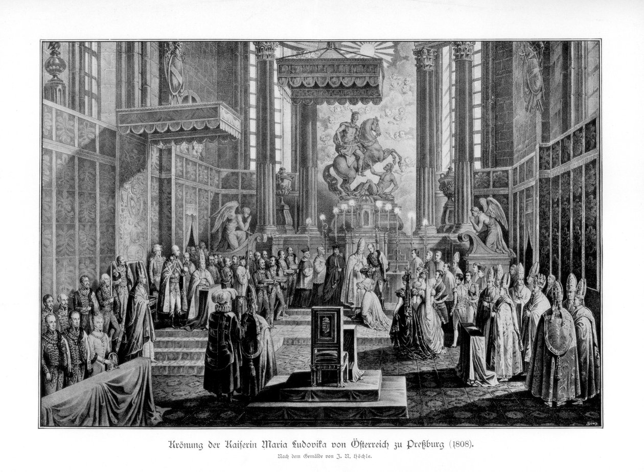 Kroning av keiserinne Maria Ludovica av Østerrike i Pressburg, 1808 av Unbekannt