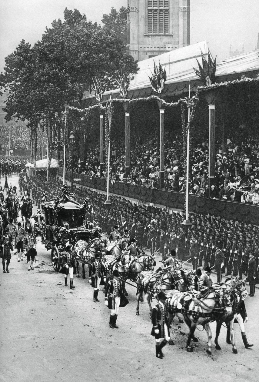 Kroningsprosesjon av George V og Queen Mary, nær Westminster Abbey, 22. juni 1911, 1937 av Unbekannt