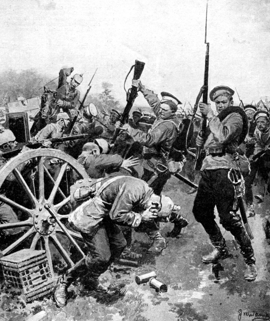 Kosakkangrep på tyske tropper, Øst-Preussen, første verdenskrig, 1914 av Unbekannt